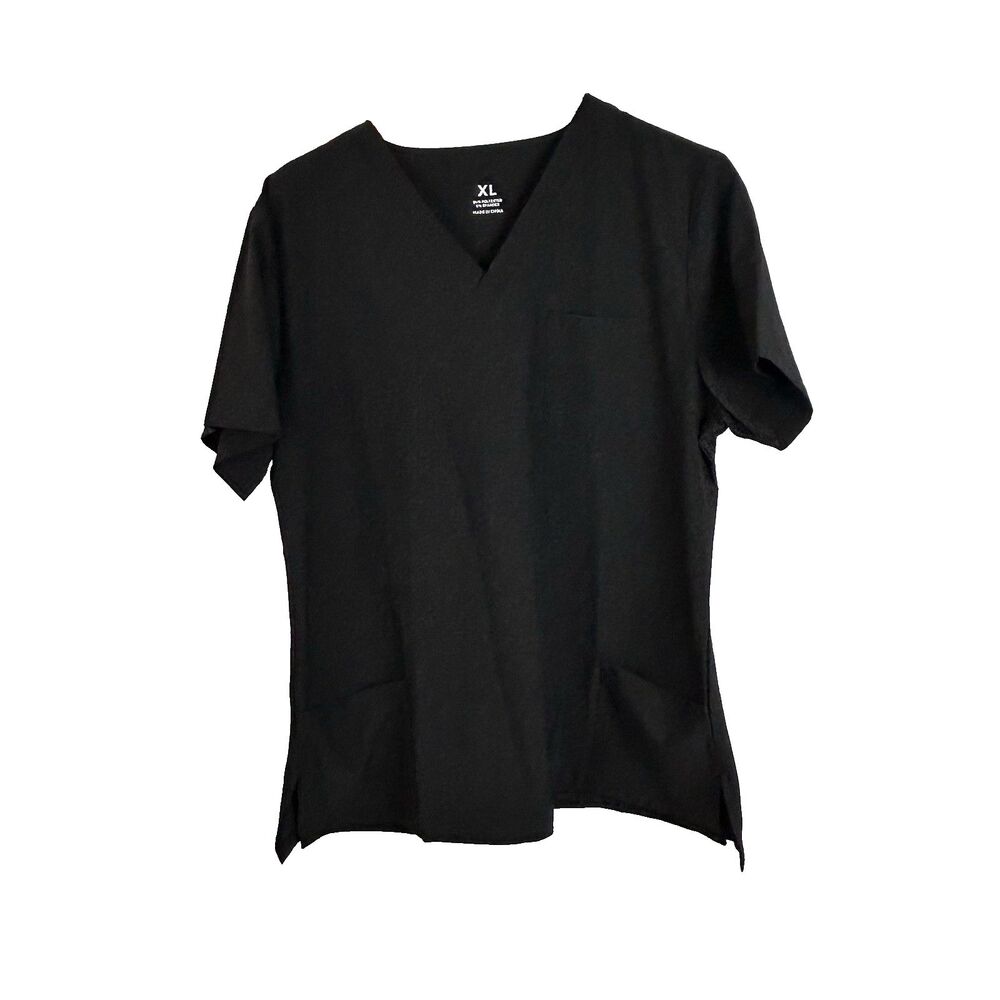 Nursing Medical Womens Scrub Top XLarge Black Technical